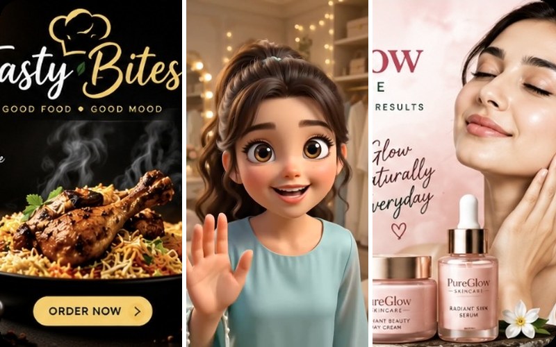 Starter monthly content package preview — social posts, AI reels and posters